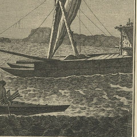 Antique Print of Boats of the Friendly Islands or Tonga, by Cook, c.1801, close-up 2