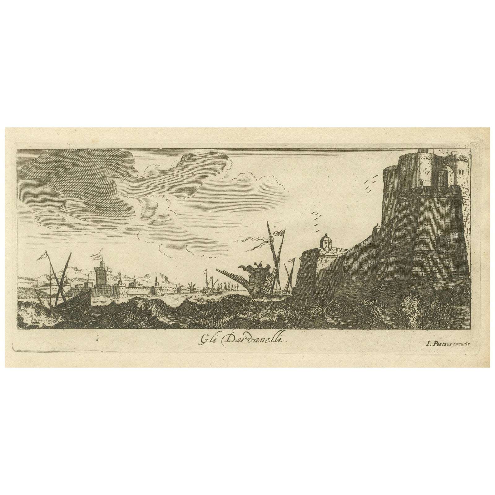 The Dardanelles with Fortified Towers and Maritime Activity, ca. 1680