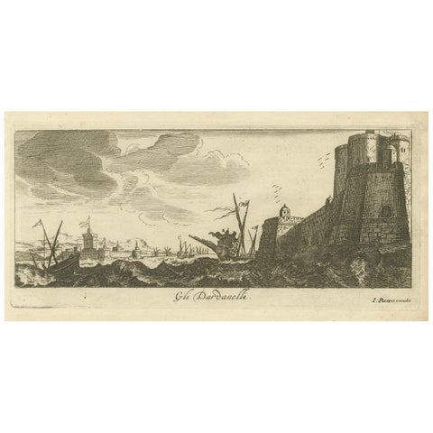 The Dardanelles with Fortified Towers and Maritime Activity, ca. 1680