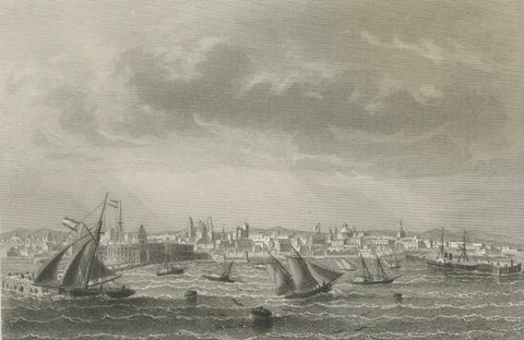Antique Engraving of Buenos Aires, City and Harbor View, 1867, close-up 5