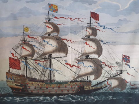 Antique Print of the Royal Flagship of the English Fleet by P. Mortier, c.1693, view 3