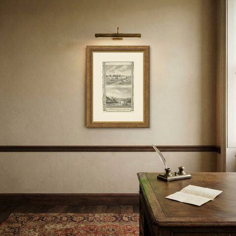 1784 View Of Portsmouth Harbour And Dartmouth Castle By Walpoole, shown framed on a wall