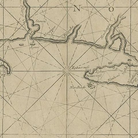 Old Sea Chart of Northern Norway, also depicting Part of Lapland & Russia, 1702, close-up 2