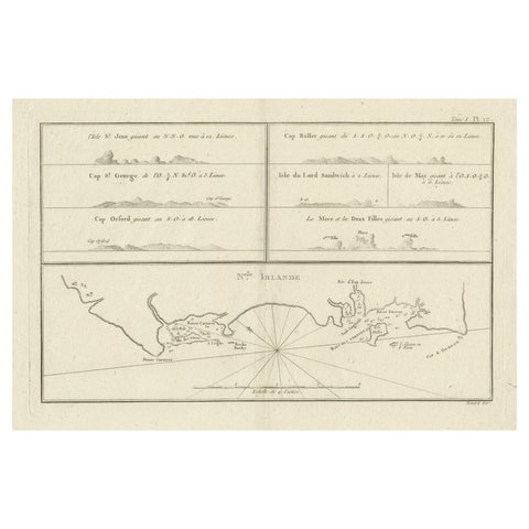 Antique Map of New Ireland (Pacific) with Coastal Profiles, Cook Voyages, 1774
