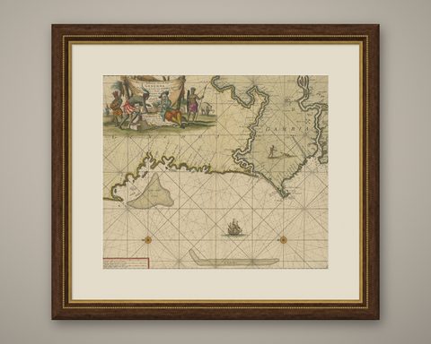 Orginal Antique Sea Chart of the Western Coast of Africa, circa 1697, shown framed
