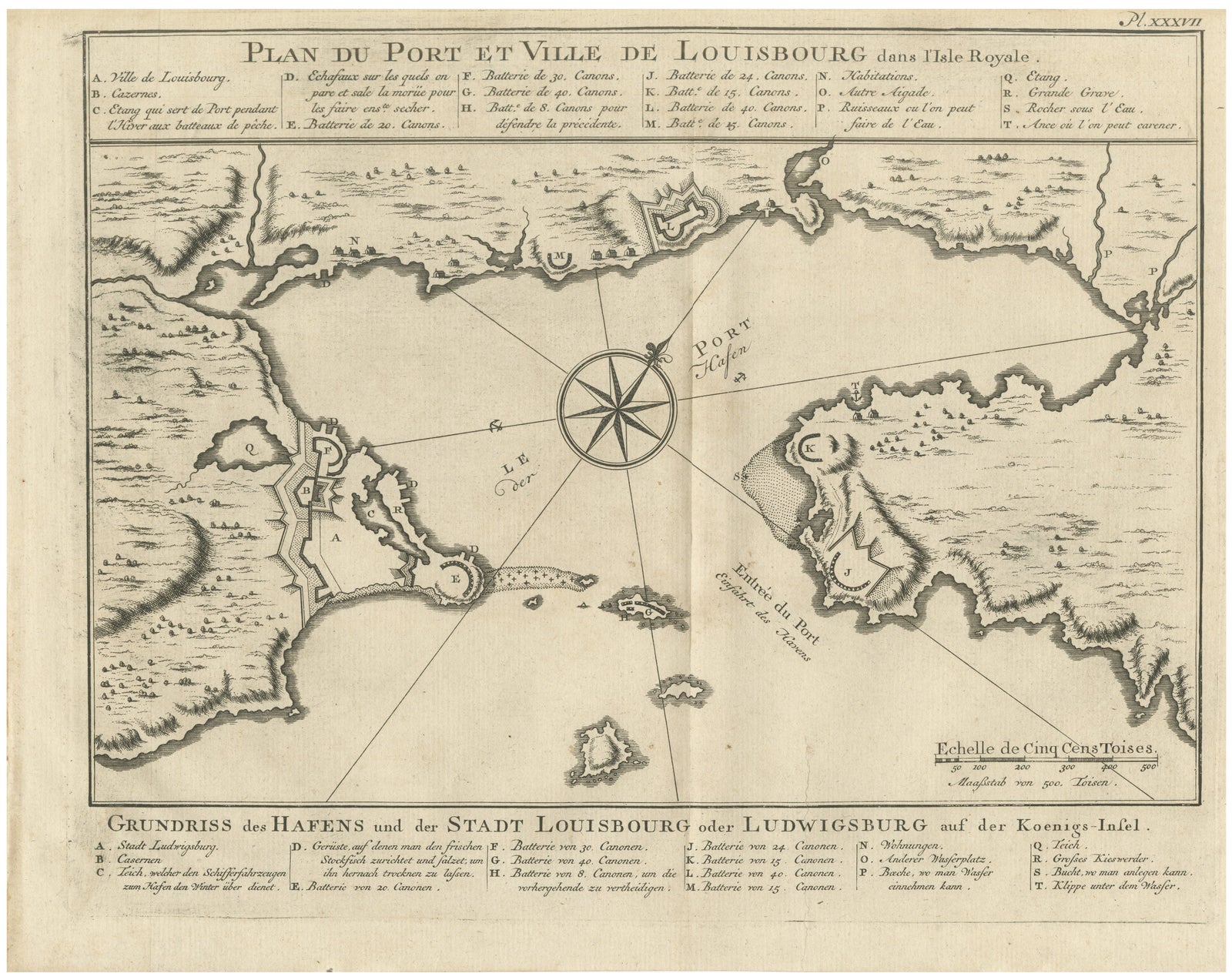Plan of Louisbourg Harbor and Fortress, Cape Breton Island, c.1756