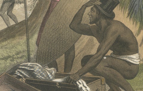 Shipwreck Scene in Melanesia, Islanders Salvaging Wreckage, c.1845, close-up 4
