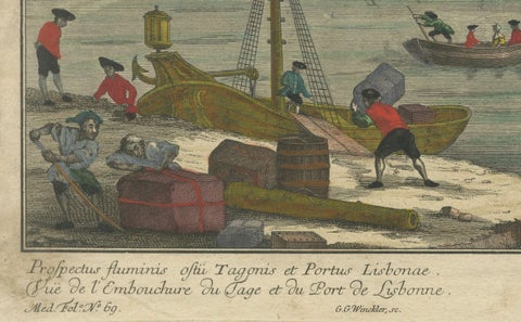 Lisbon Harbour View, Optical Print of Port and Tagus River c.1780, close-up 5