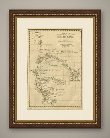 Map of the West African coast from the North of Mauretania to Guinee, 1788, shown framed