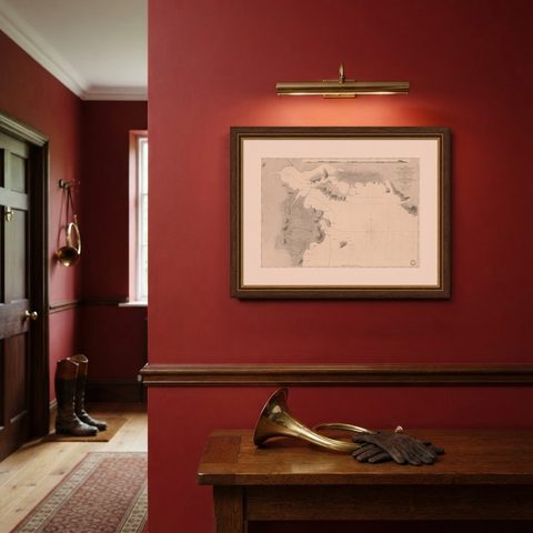 Antique Map of Part of the Chinese Coast, Explored by the French, Ca.1852, shown framed on a wall
