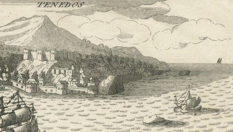 Antique St Eustatius Caribbean View, Ships Harbor, Tournefort 1717, close-up 4