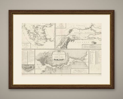 Map of Constantinople, Bosphorus, the Coasts of Greece and the Archipelago, 1785, shown framed