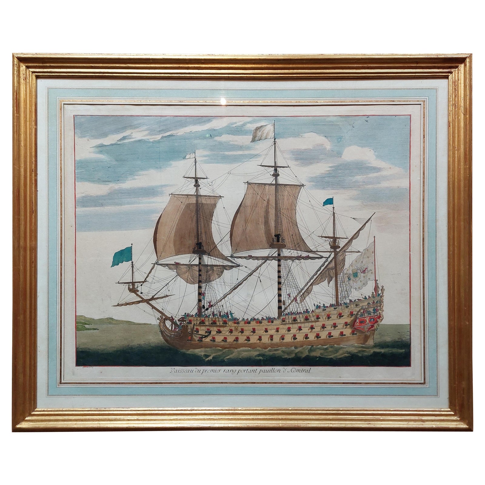 Antique Print of a Naval Vessel by Mortier '1695'