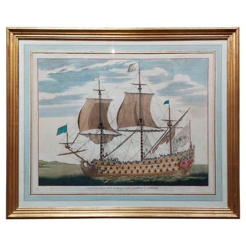 Antique Print of a Naval Vessel by Mortier '1695'