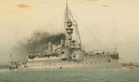 SMS Ägir: German Coastal Defense Ship, 1903 Chromolithograph, close-up 3