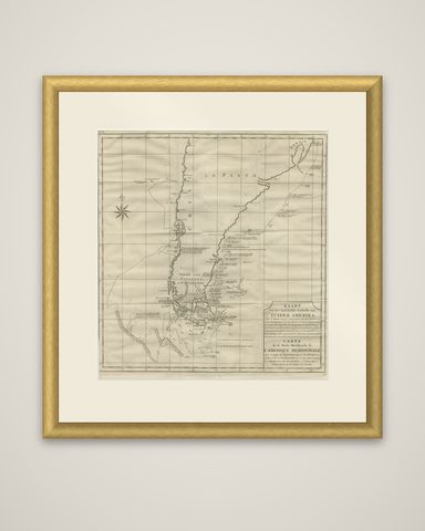 Antique Map of Tracks of Anson's Ships around South America & Cape Horn, 1749, shown framed
