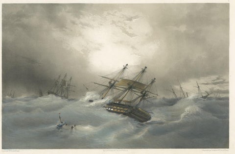 Antique Ship Print 'Le Sufren' by Durand-Brager, circa 1850, view 2