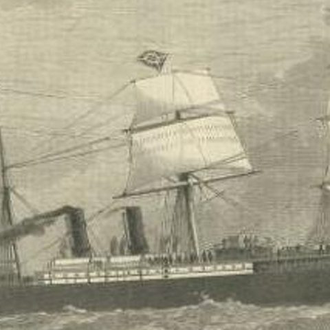 Antique Print of the New Steamship 'Orient', 1879, close-up 2