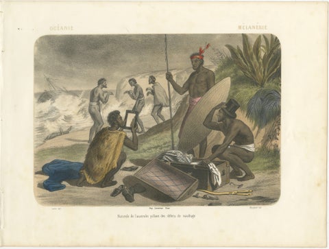 Shipwreck Scene in Melanesia, Islanders Salvaging Wreckage, c.1845, view 2