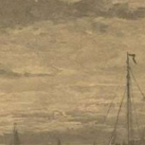 Antique Print of Ships After Mesdag, C.1900, close-up 2
