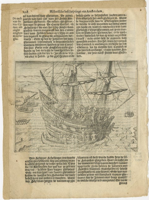 Early Dutch Exploration Scene with Exotic Wildlife and Naval Encounter, 1611, view 2