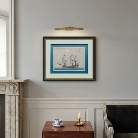 Antique Print of a Vessel 'c.1850', shown framed on a wall
