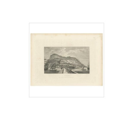 Antique Print of the Harbour of Gibraltar by S. Davenport, circa 1840, view 2