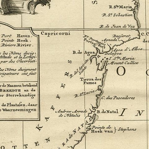 Original Detailed Antique Map of the East Coast of Africa, 1747, close-up 2