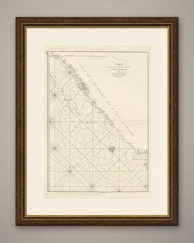 Antique Coastal Map of Sumatra by De La Haye, circa 1780, shown framed