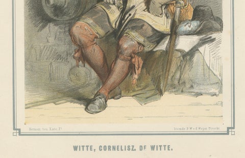 Witte Corneliszoon de With Aboard Ship, 19th-Century Hand-Colored Lithograph, close-up 1