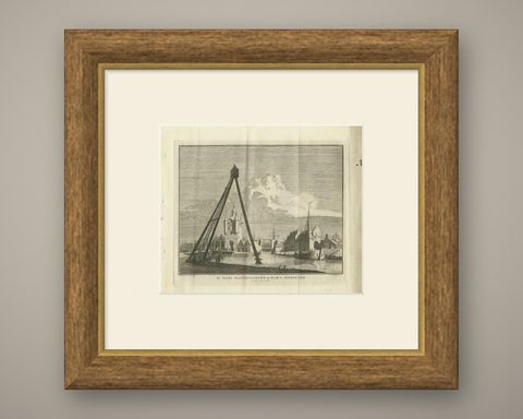Antique Print of the Port of Zierikzee, Holland, by Tirion, 1751, shown framed