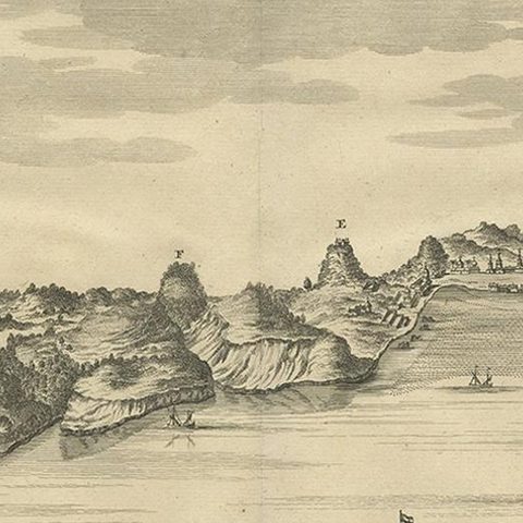 Antique Print of the Coast of Dabhol 'India', 1726, close-up 2