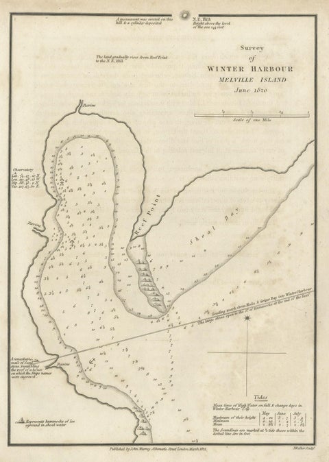 Map of Winter Harbour on Melville Island, Australia by Parry's Expedition, 1821, close-up 1