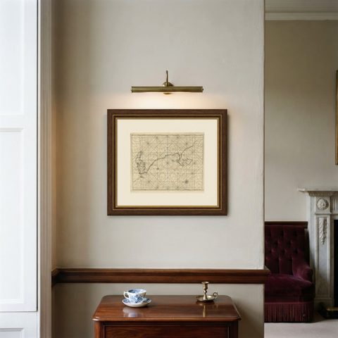 Sea Chart Titled 'Baya de Saldanha' with Robben Island in South Africa, 1726, shown framed on a wall