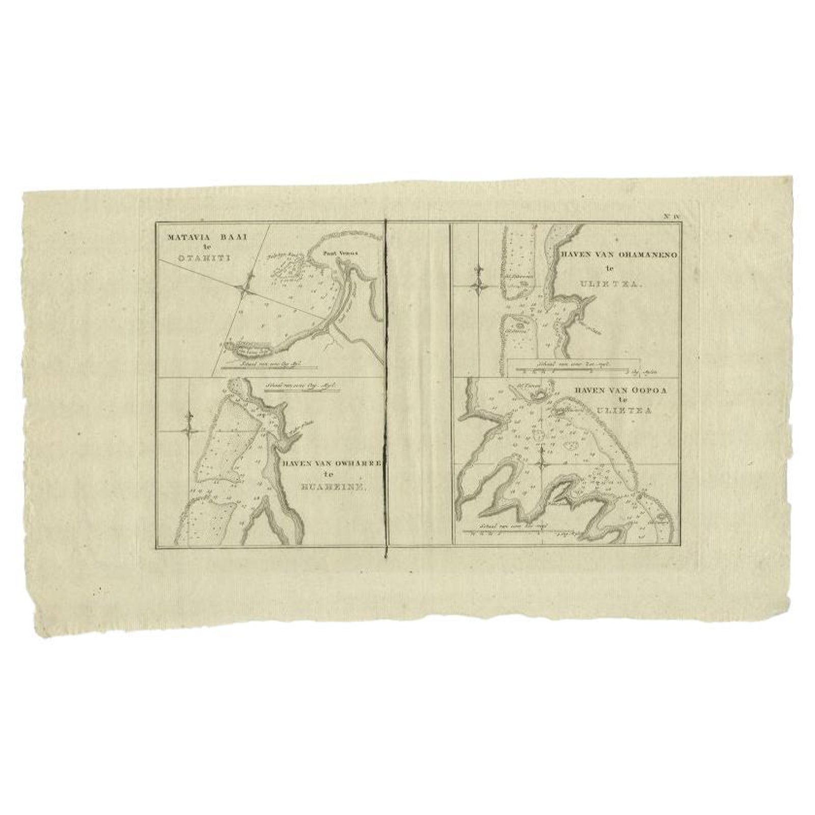 Antique Map of the Harbors of Matavai by Cook, 1803