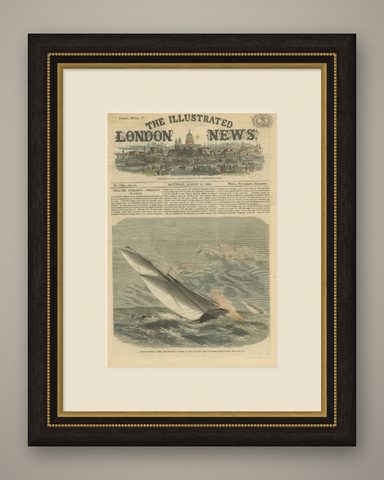 Antique Print of the Royal Victoria Yacht Club Regatta, 1869, shown framed