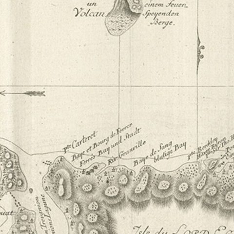 Original Antique Chart of the Santa Cruz Islands, 1774, close-up 3