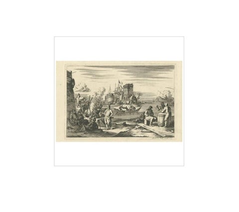 Antique Untitled Harbour View 'IV' by J. Wolff, circa 1730, view 4