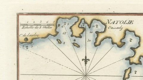 Golfe de Mandaya Sea Chart by Joseph Roux, Ottoman Turkey, c.1764, close-up 4