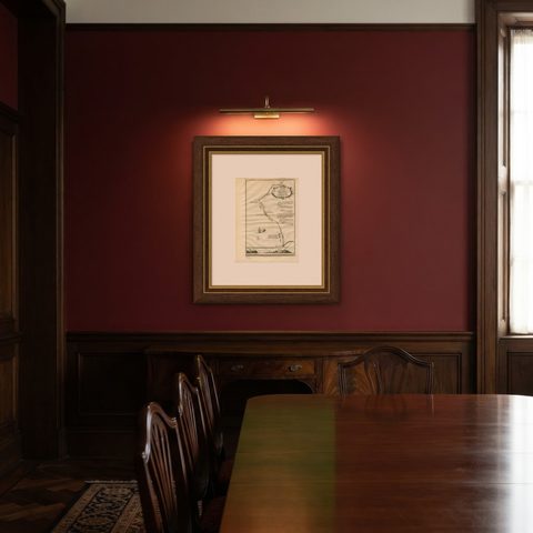 The Cape Verde Islands Coast Antique Engraving by Van Schley, 1747, shown framed in a room