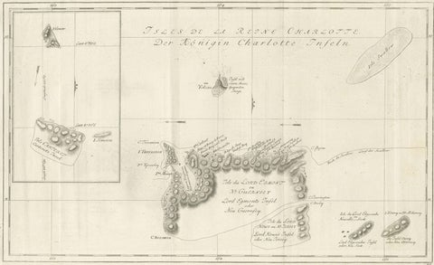 Original Antique Chart of the Santa Cruz Islands, 1774, close-up 1