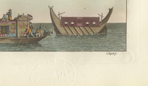 Chinese Boats and River Vessels, Hand-Coloured Ferrario Engraving, 1815, close-up 6