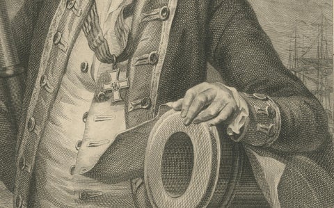 Antique Naval Portrait, Jan Hendrik van Kinsbergen, Dutch Sea Captain, c.1785, close-up 2