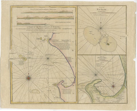 Early Chart Identifying British Spice Trading Colony of Bencoolen, Sumatra, 1797, view 2