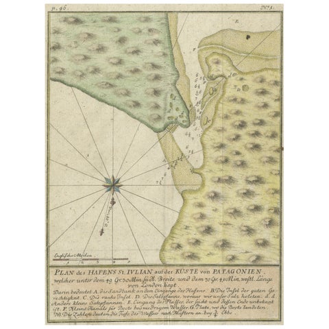 Antique Plan of Plan of St. Julian's Harbour on the Coast of Patagonia