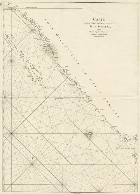 Antique Coastal Map of Sumatra by De La Haye, circa 1780, view 2