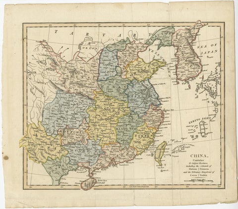 Original Old China Map, From Korea and the Sea of Japan to Teypin Island, 1803, view 2