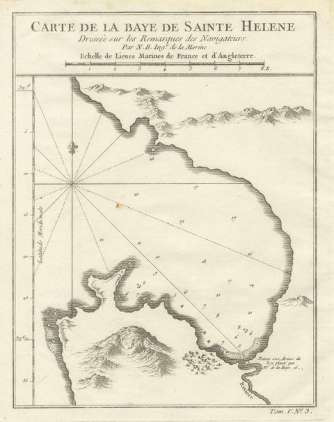 Bay of Saint Helena: French Naval Chart by N.B. Ingénieur de la Marine, ca.1770, close-up 5