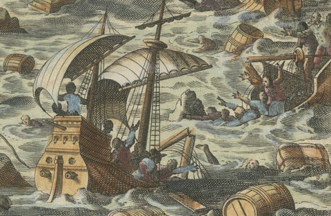 The Fury of the Azores: Shipwreck Disaster at Terceira, Engraved in circa 1610, close-up 6