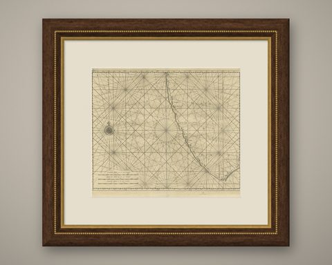 Antique Map of Malabar Coast by Valentijn, 1726, shown framed